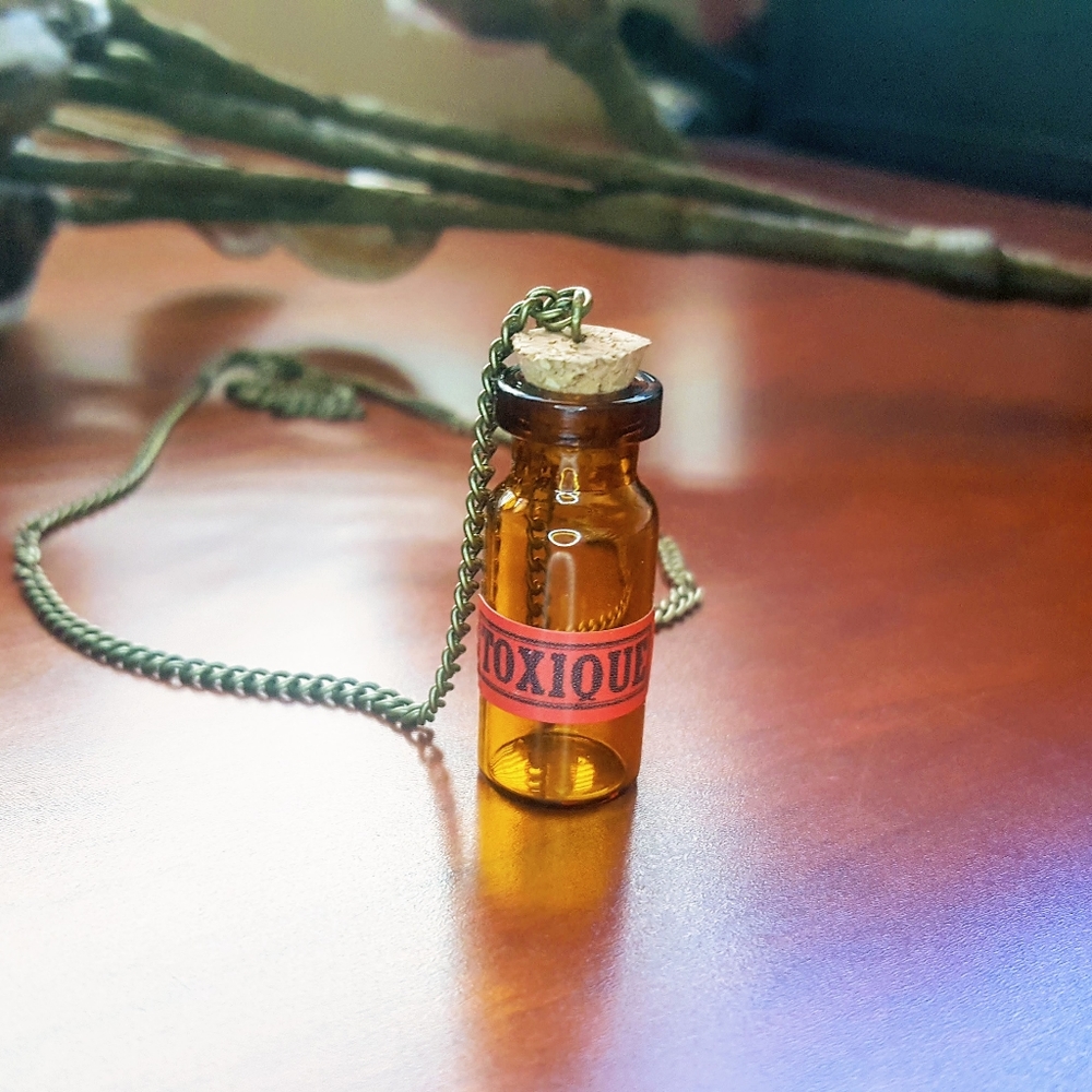 Toxic Brown apothecary bottle necklace